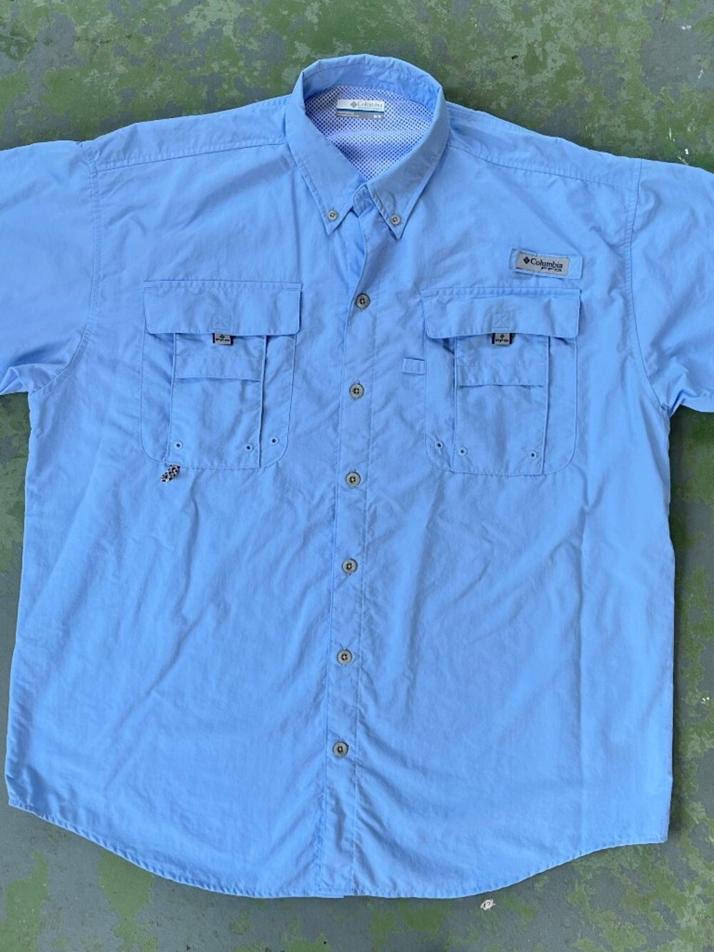 Men's COLUMBIA PFG Vented Performance Button Down Fishing Gear Shirt Sz Med